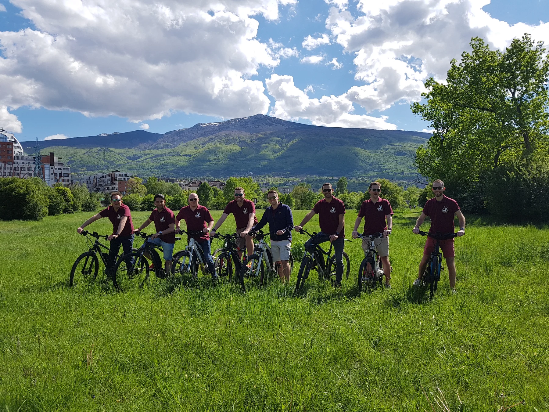 Group Vitosha Mountain Bike Tour with mountain view